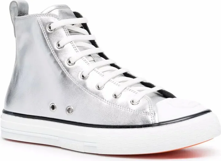 Metallic-Finish High-Top Sneakers - Image 2