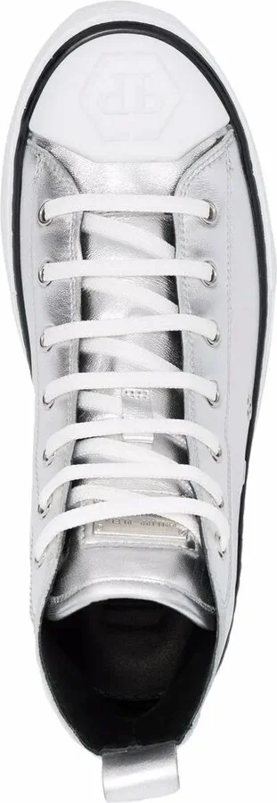 Metallic-Finish High-Top Sneakers - Image 4
