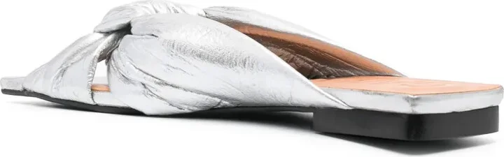 Metallic-Finish Knot-Detail Sandals - Image 3