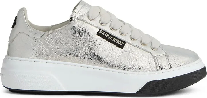 Metallic-Finish Lace-Up Sneakers