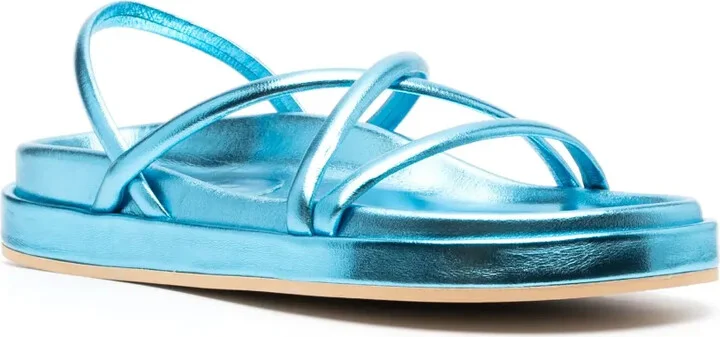 Metallic-Finish Leather Sandals - Image 2