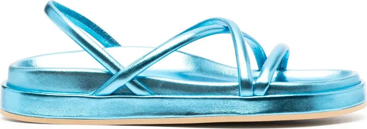 Metallic-Finish Leather Sandals