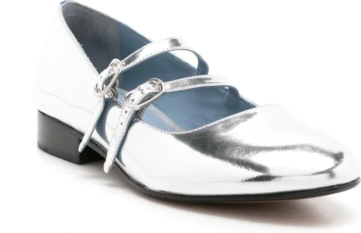 Metallic-Finish Side-Buckle Ballerina Shoes - Image 2