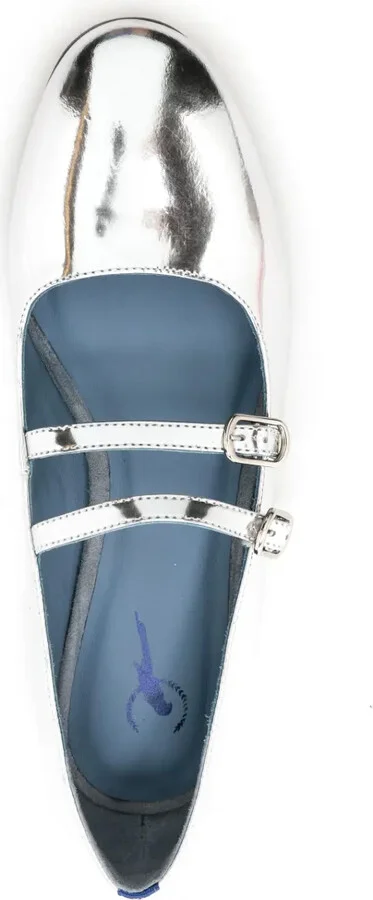 Metallic-Finish Side-Buckle Ballerina Shoes - Image 4