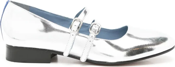 Metallic-Finish Side-Buckle Ballerina Shoes