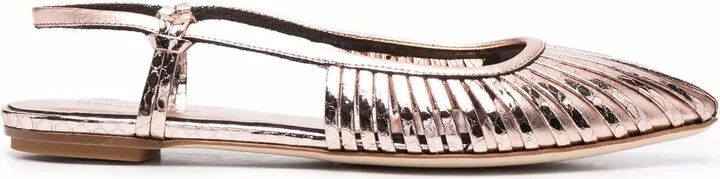 Metallic-Finish Slingback Pumps