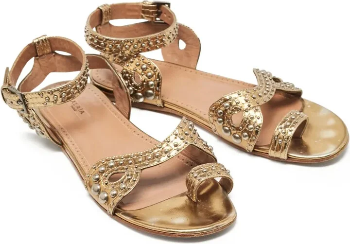 Metallic Flat Sandals - Image 3