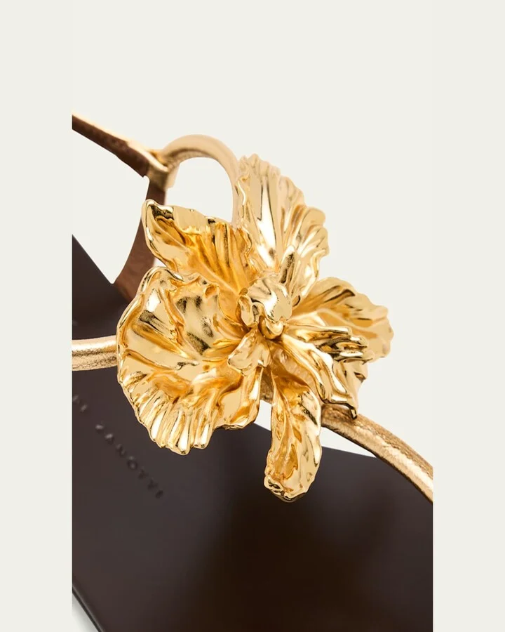 Metallic Flower Thong Slingback Sandals - Image 2