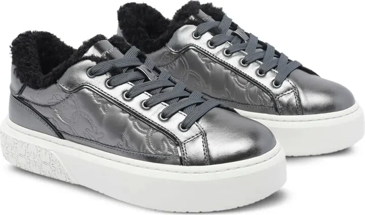 Metallic Fur-Lined Sneakers - Image 2