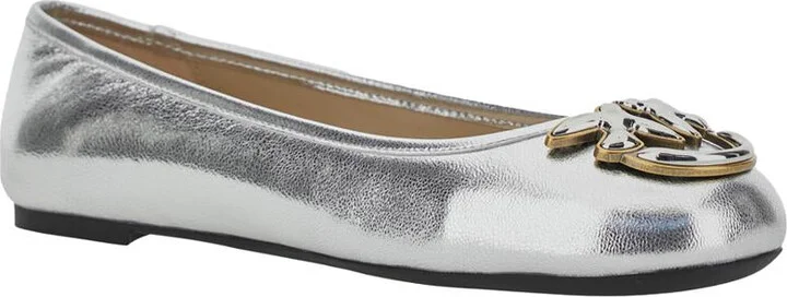 Metallic 'Gioia 03' Ballet Shoes With Love Birds Diamond Cut Logo On The Front In Laminated Leather Woman - Image 2