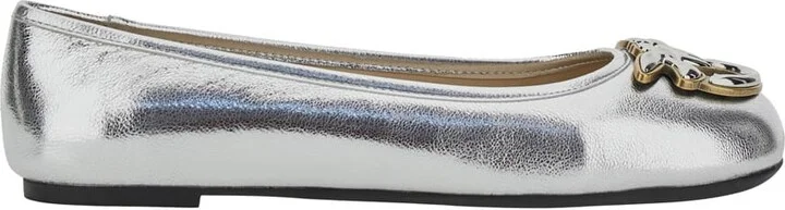 Metallic 'gioia 03' Ballet Shoes With Love Birds Diamond Cut Logo On The Front In Laminated Leather Woman
