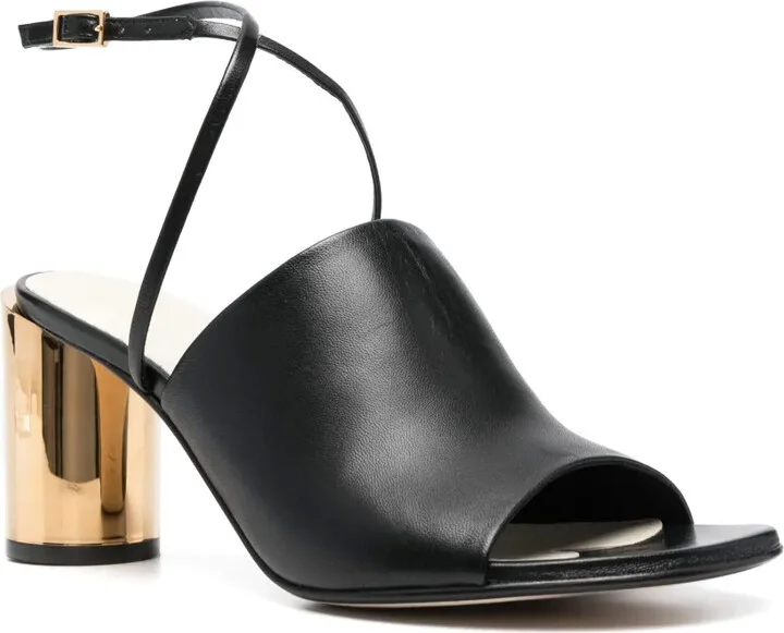 Metallic-Heel 75mm Leather Sandals - Image 2