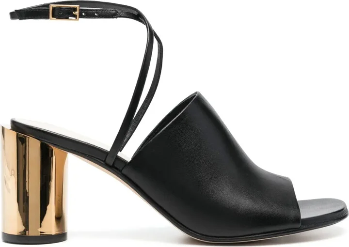 Metallic-Heel 75mm Leather Sandals