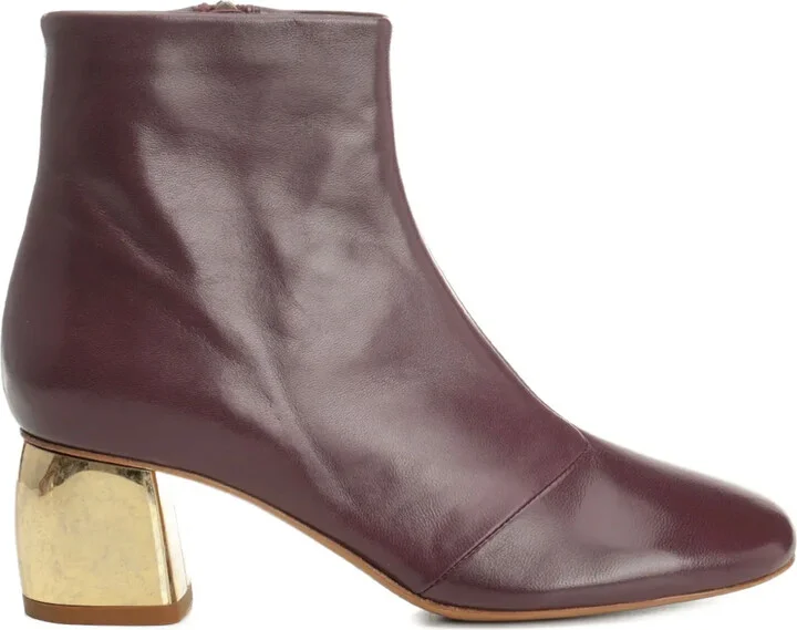 Metallic-Heel Leather Boots