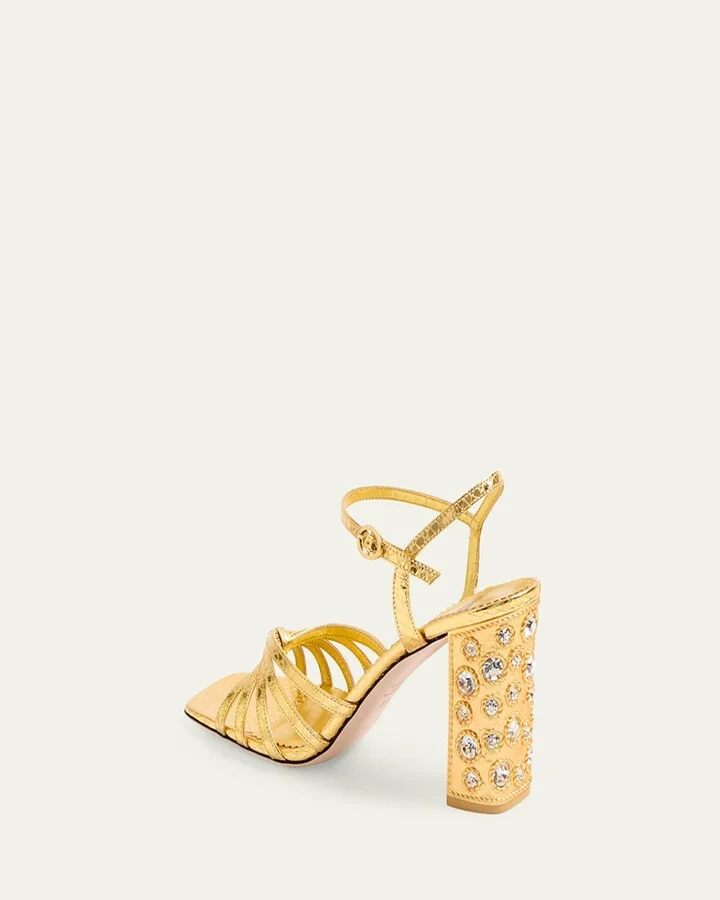 Metallic Jewel Ankle-Strap Sandals - Image 3