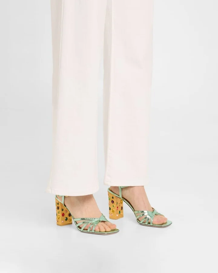 Metallic Jewel Ankle-Strap Sandals - Image 6