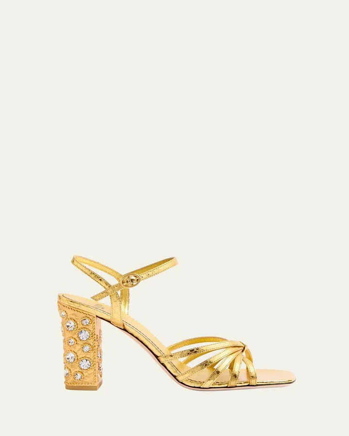Metallic Jewel Ankle-Strap Sandals