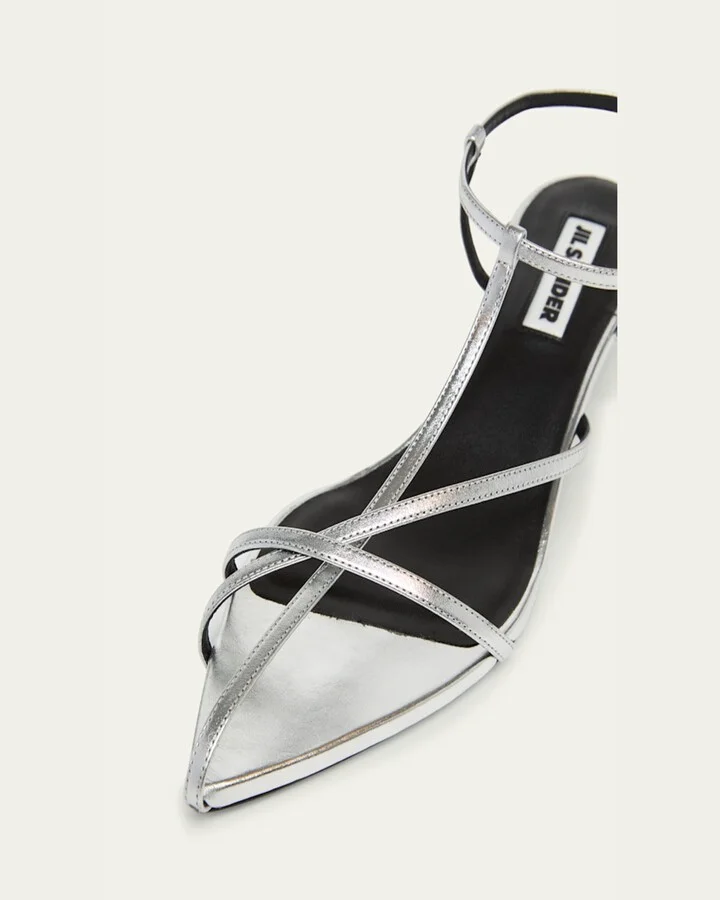 Metallic Kitten T-Strap Sandals - Image 3
