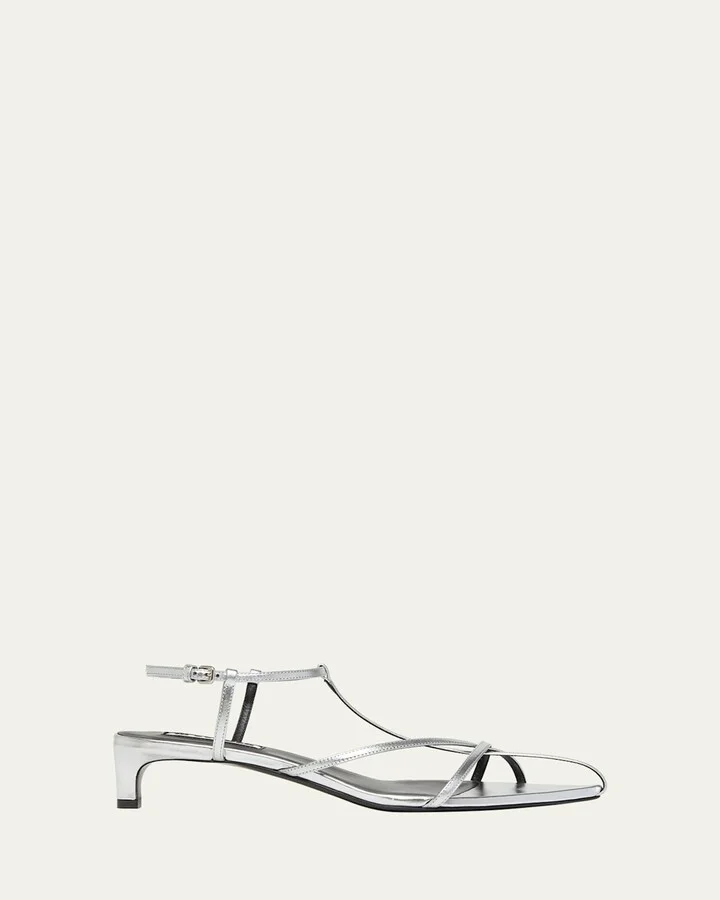 Metallic Kitten T-Strap Sandals