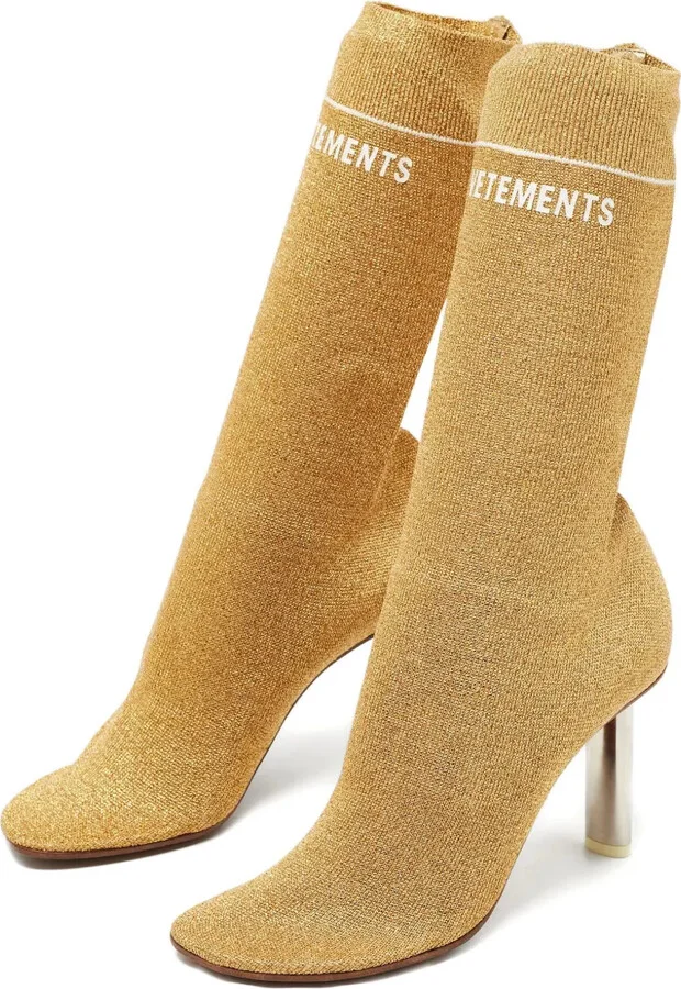 Metallic Knit-Sock Boots - Image 2