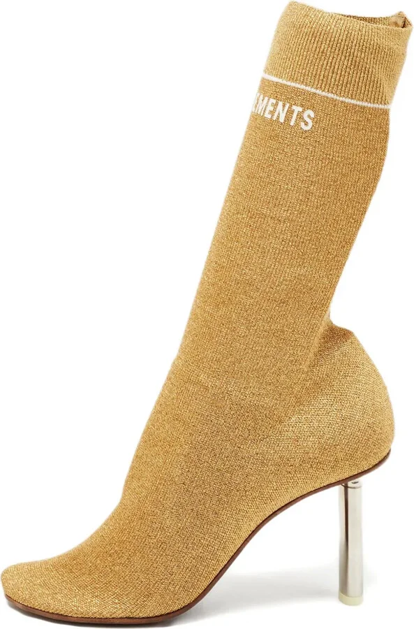 Metallic Knit-Sock Boots