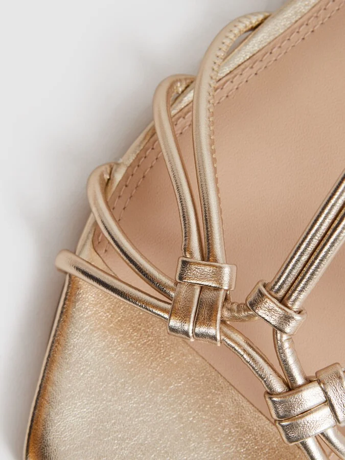 Metallic Knot Detail Sandals - Image 5