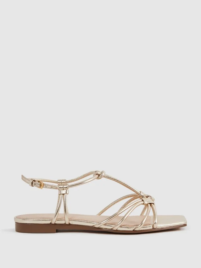 Metallic Knot Detail Sandals