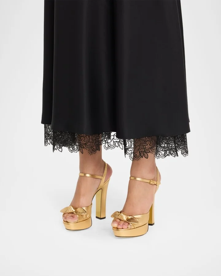Metallic Knot Platform Sandals - Image 3