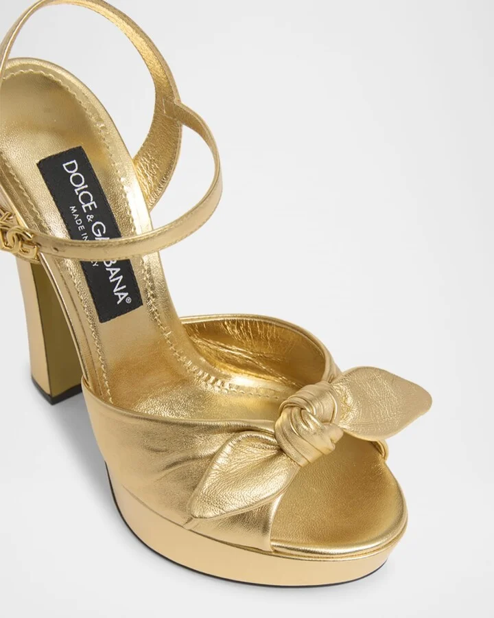 Metallic Knot Platform Sandals - Image 5