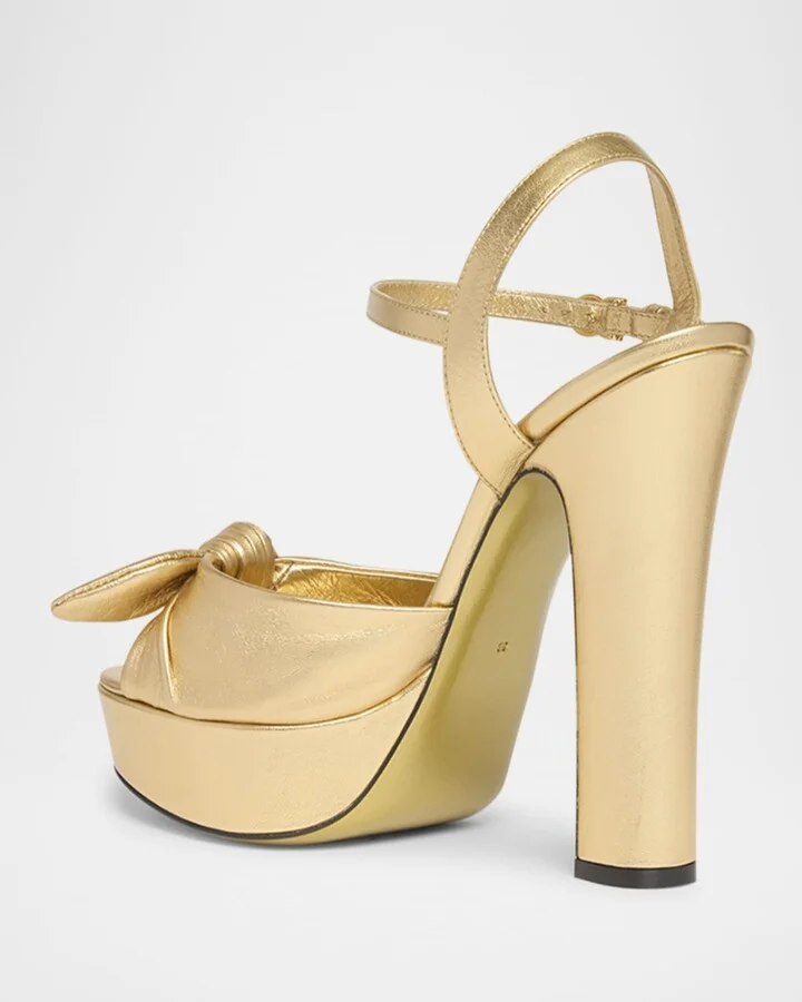 Metallic Knot Platform Sandals - Image 9