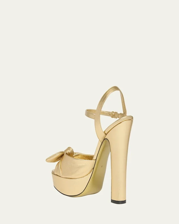 Metallic Knot Platform Sandals - Image 3