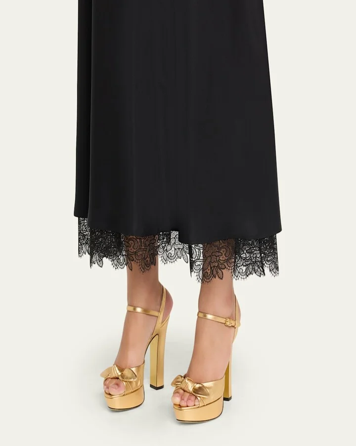 Metallic Knot Platform Sandals - Image 4