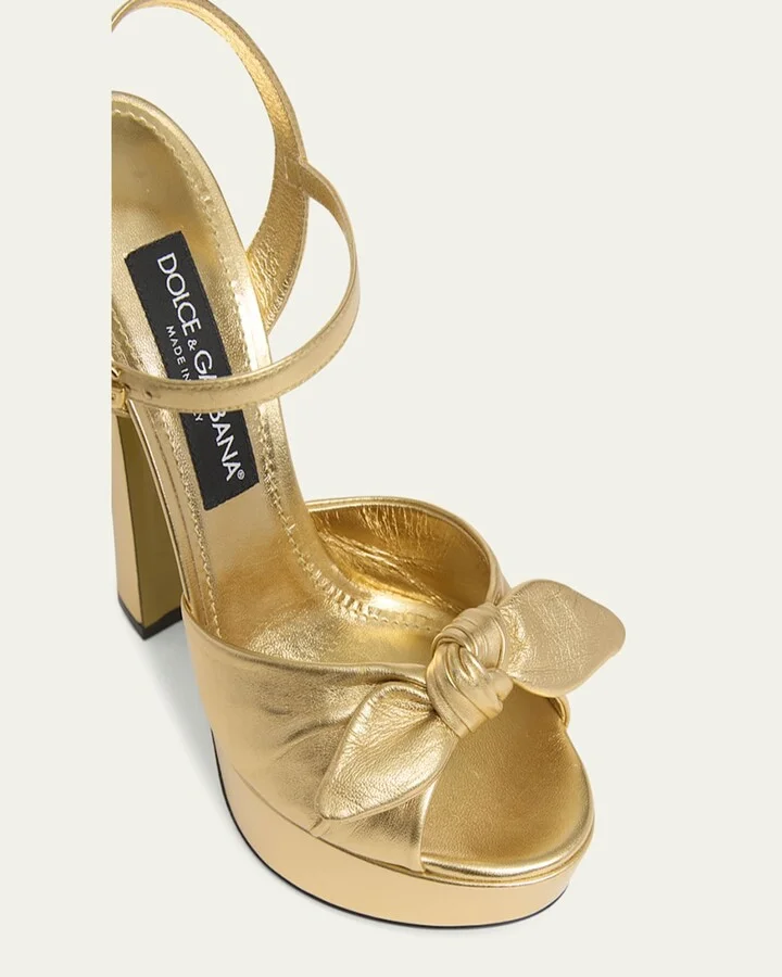 Metallic Knot Platform Sandals - Image 5