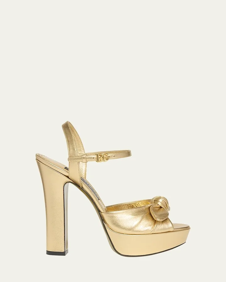 Metallic Knot Platform Sandals