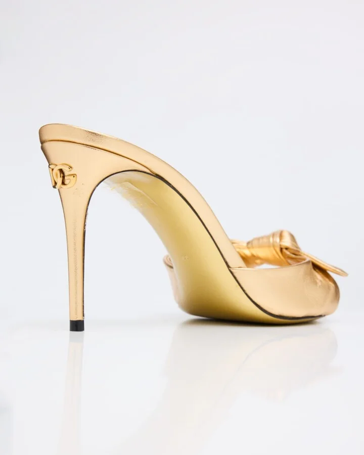 Metallic Knot Stiletto Slide Sandals - Image 2