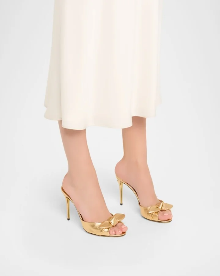 Metallic Knot Stiletto Slide Sandals - Image 7