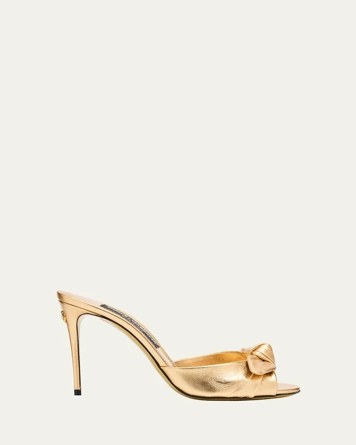 Metallic Knot Stiletto Slide Sandals