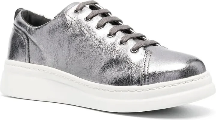 Metallic Lace-Up Low-Top Sneakers - Image 2