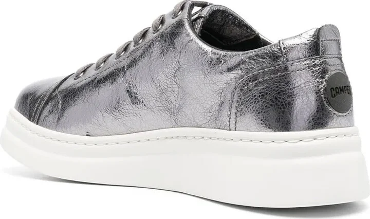 Metallic Lace-Up Low-Top Sneakers - Image 3