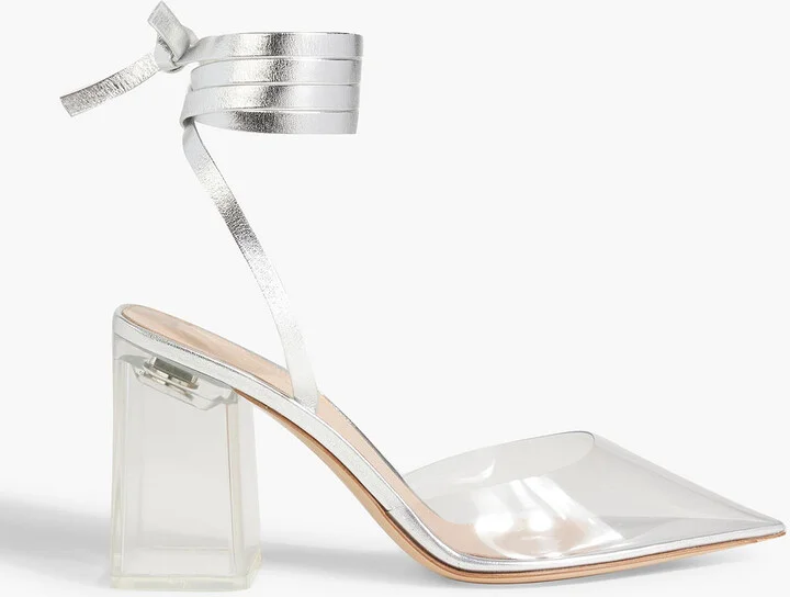 Metallic leather and PVC pumps