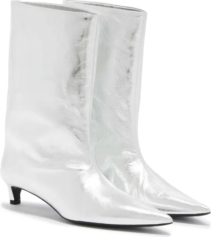 Metallic Leather Ankle Boots - Image 2