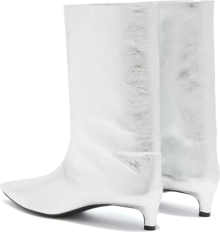 Metallic Leather Ankle Boots - Image 3