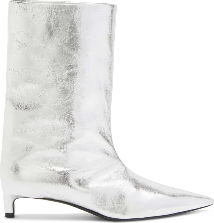Metallic Leather Ankle Boots