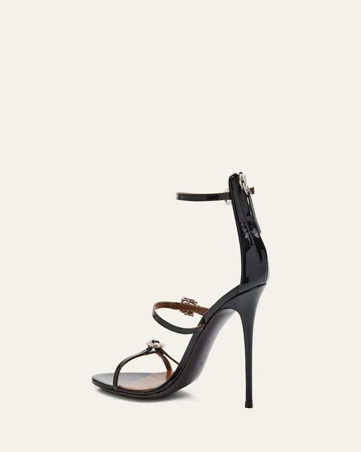 Metallic Leather Ankle-Strap Sandals - Image 8