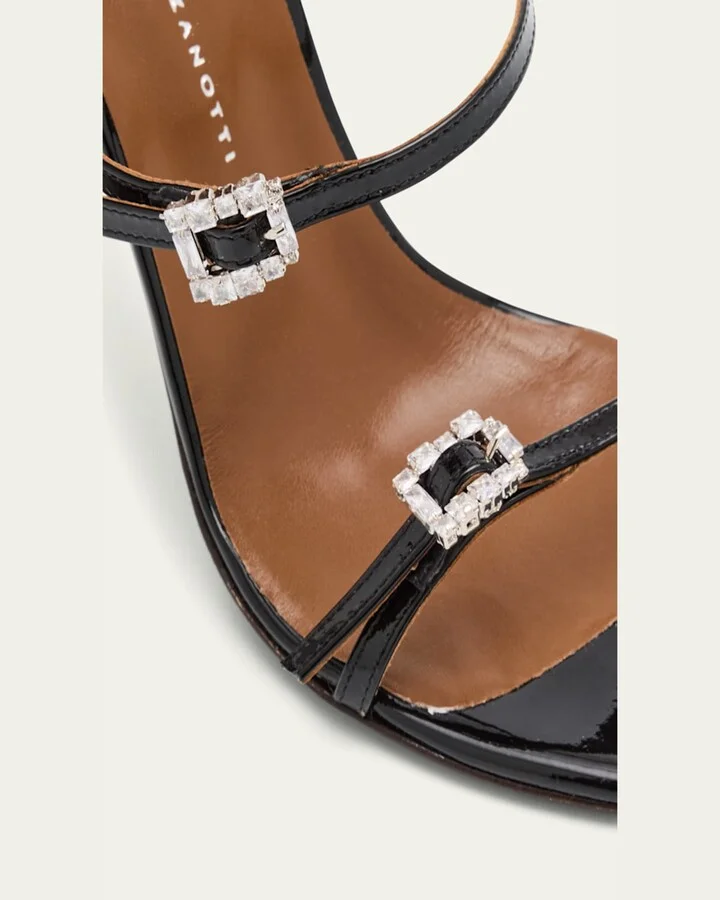 Metallic Leather Ankle-Strap Sandals - Image 9