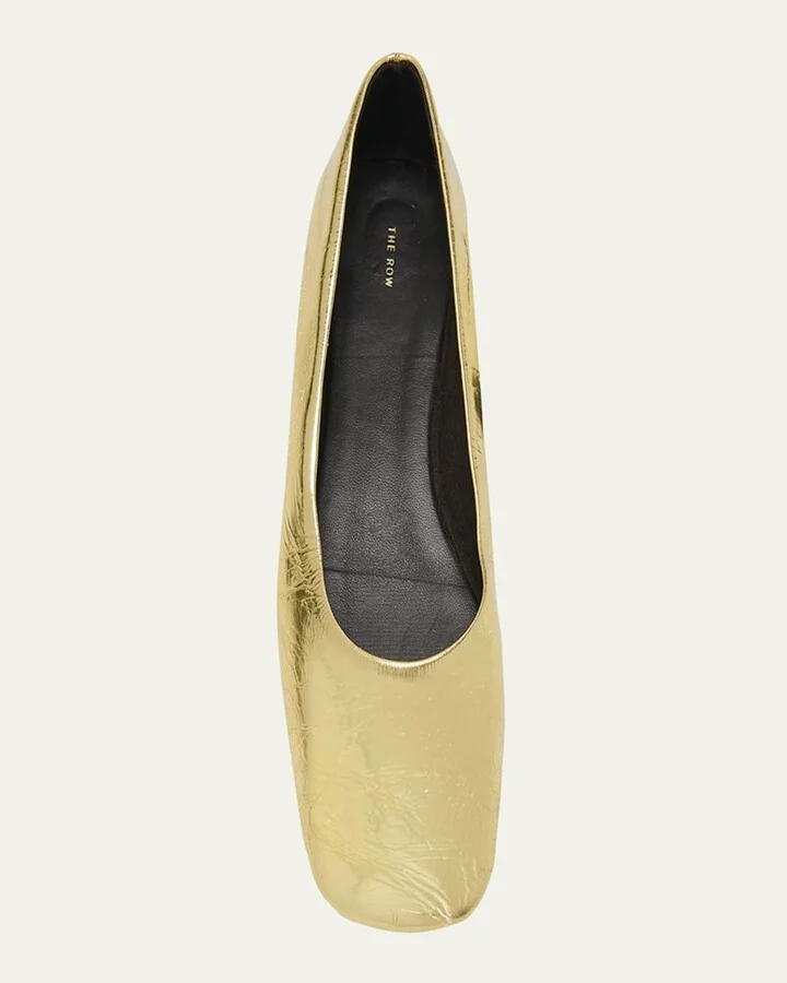 Metallic Leather Ballerina Flats - Image 3