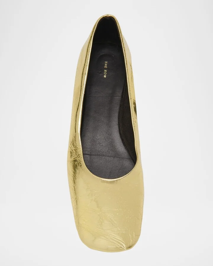 Metallic Leather Ballerina Flats - Image 3