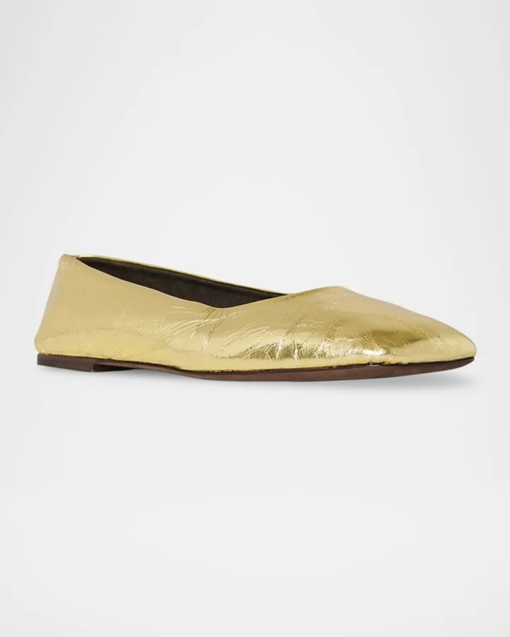 Metallic Leather Ballerina Flats - Image 5