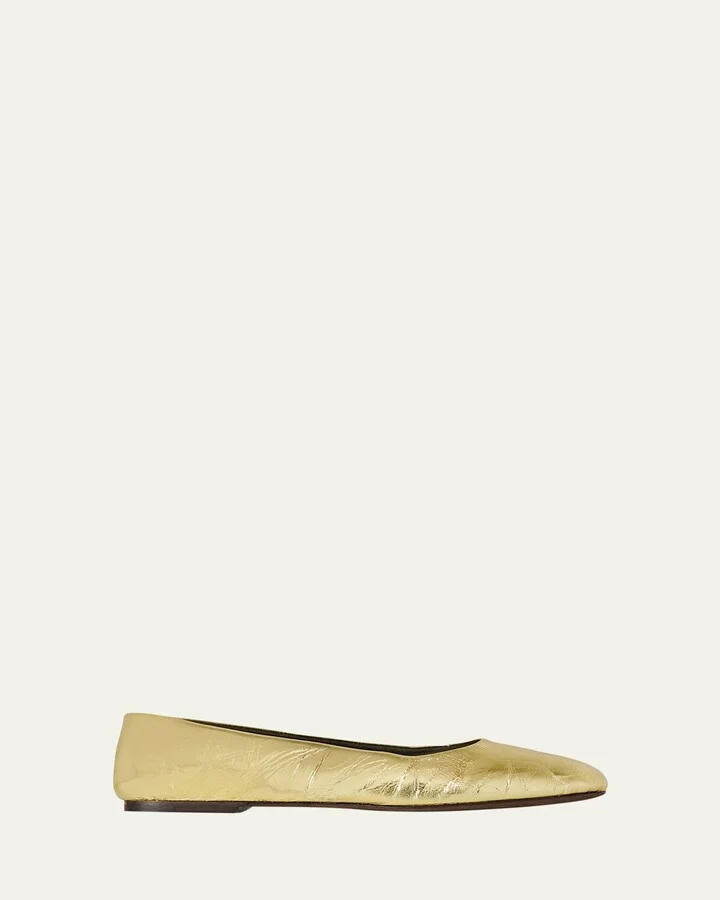 Metallic Leather Ballerina Flats