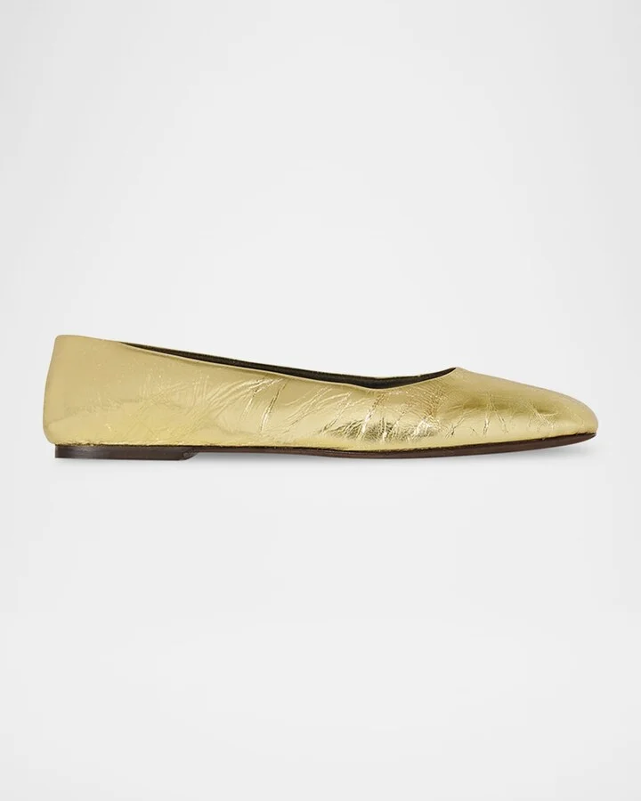 Metallic Leather Ballerina Flats